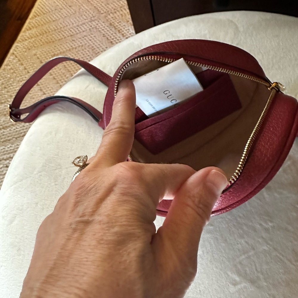 Gucci Burgundy and Green Floral Crossbody Bag - Picture 4 of 5